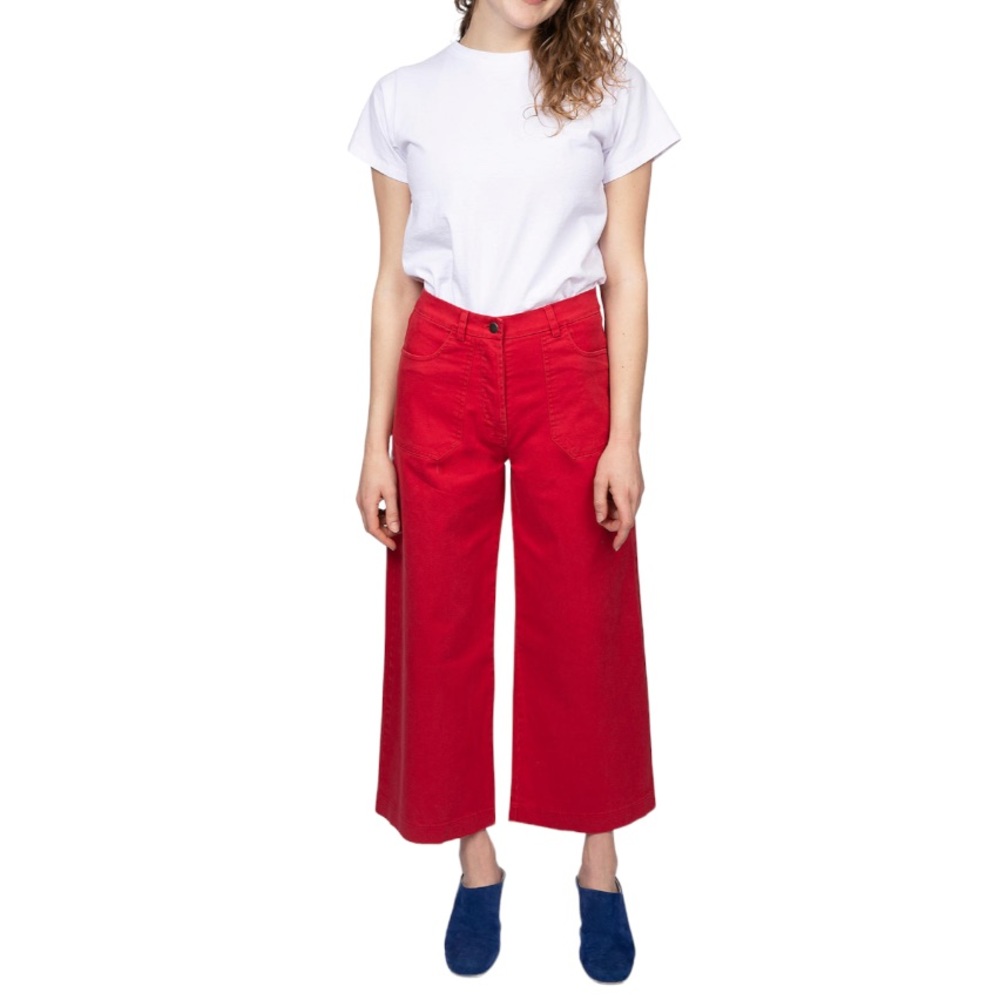 Madewell Emmet Wide Leg Crop Pants in Red Sz 24 Petite